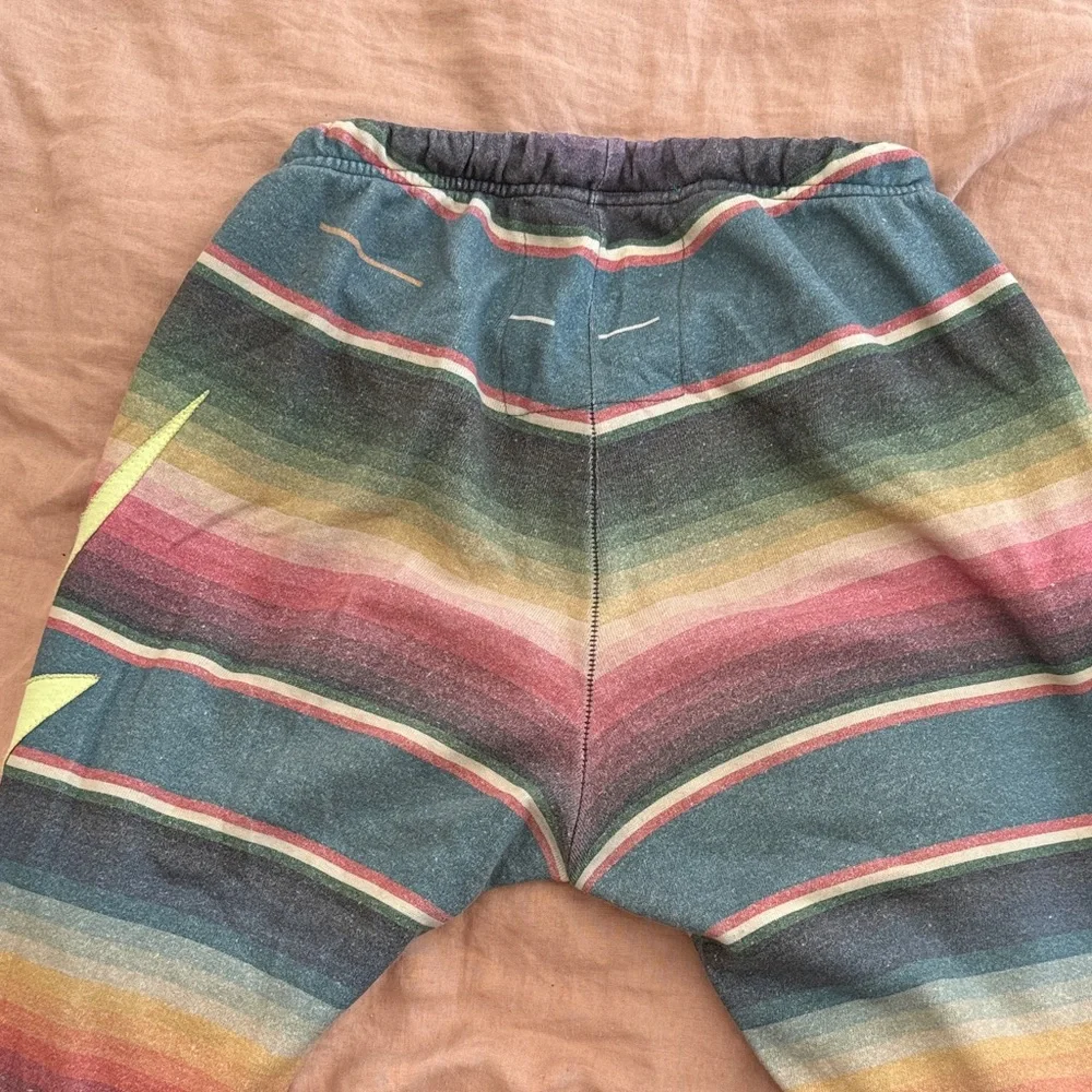 Aviator Nation Tulum Serape Blue Rainbow Bolt Stitch Sweatpants in Medium - Picture 4 of 4